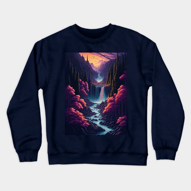 water fall t-shirt Crewneck Sweatshirt by HTA DESIGNS